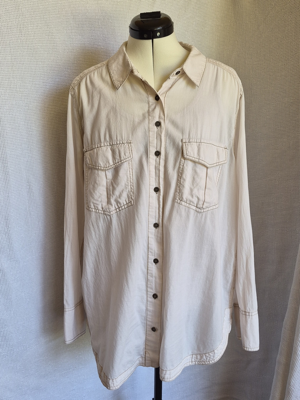 Free  People Cream Button Up Top